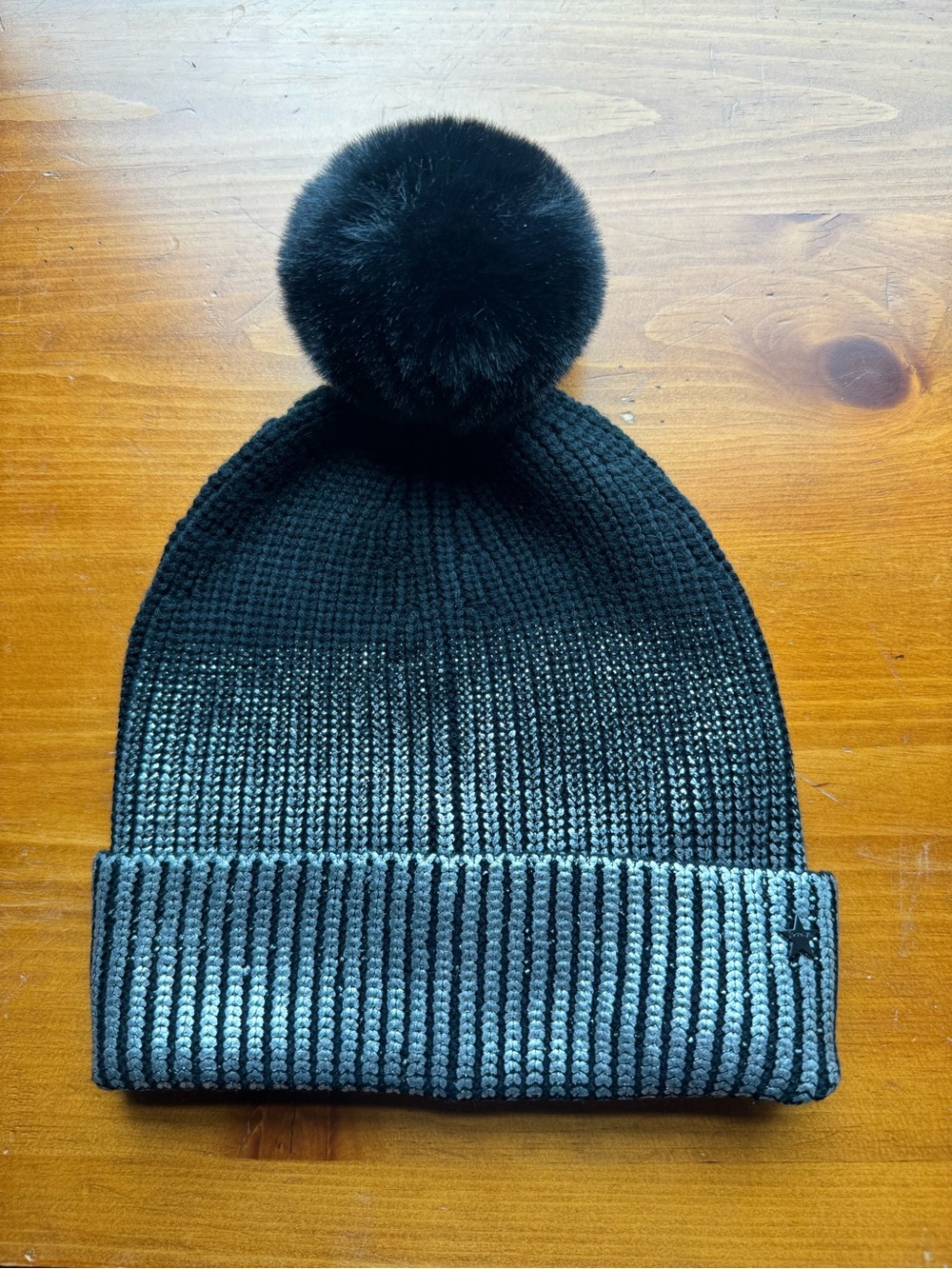 Jocelyn Metallic Knit Beanie with Faux Fur Pom - Women's Winter Hat